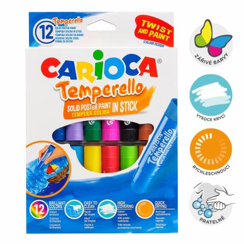 Barvy temperové suché twist Carioca v tyčince 12barev